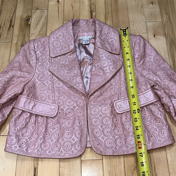 Peter Nygard Pink Leather Embroidered Jacket - Picture 7 of 9